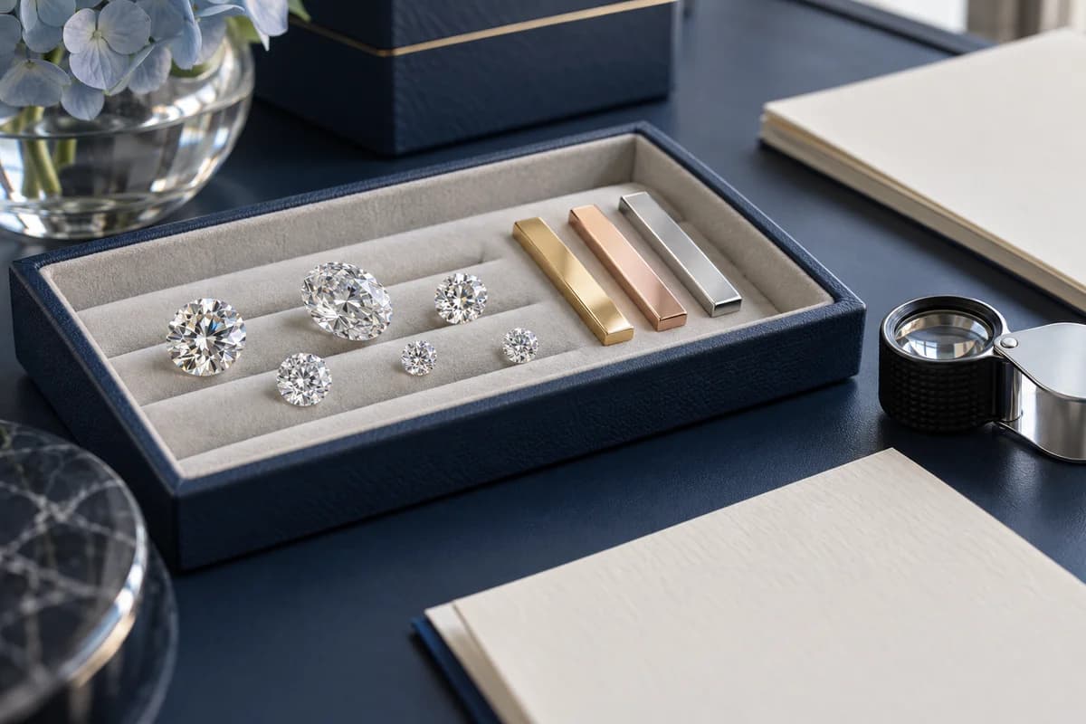 Selection of gemstones and metal samples